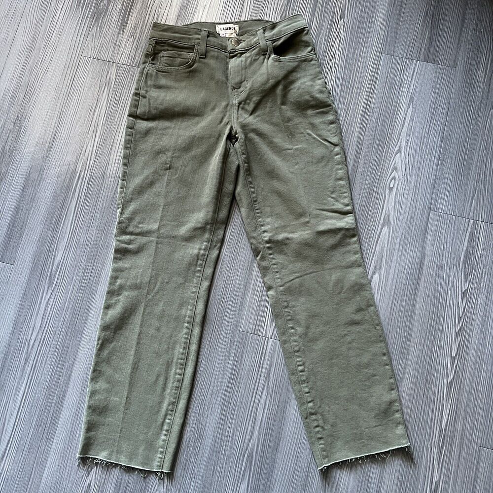 L’Agence Sada Jeans Womens Size 24 Cropped Slim High Rise Basil Green